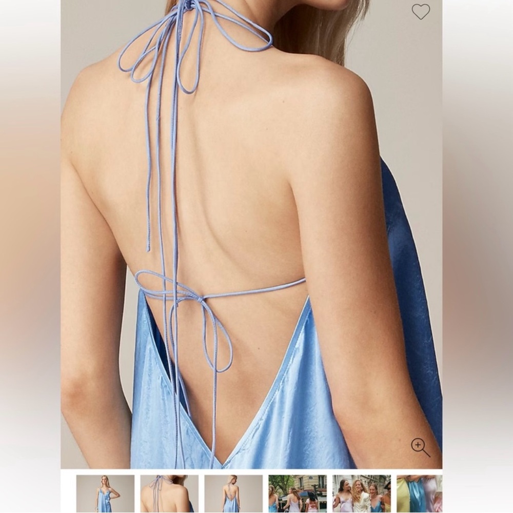 Anna October Blue Backless Satin Slip Dresses - Picture 6 of 12